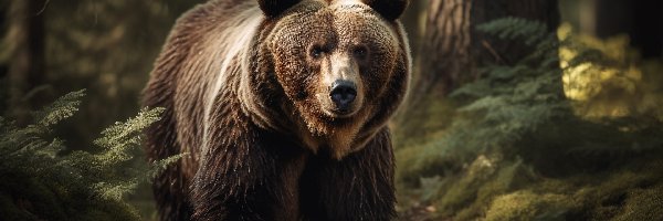 Grizzly, Drzewa, Las, Niedźwiedź brunatny