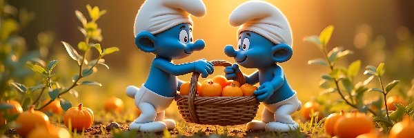 Koszyk, Grafika, Dynie, Smerfy