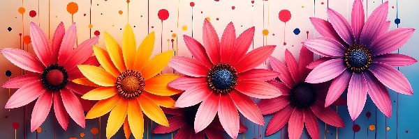 Grafika, Kwiaty, Kolorowe