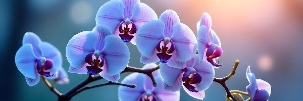 Liliowy, Orchidea, Storczyk, Grafika AI, Kwiaty