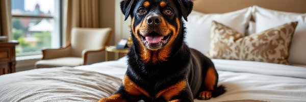 Szczeniak, Łóżko, Rottweiler, Pies