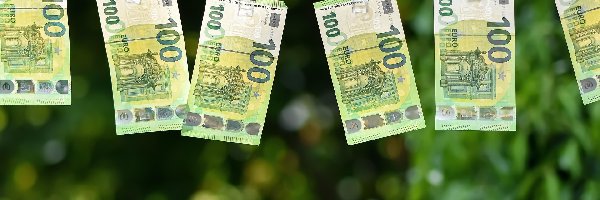 Pieniądze, Euro, Banknoty, Rozwieszone