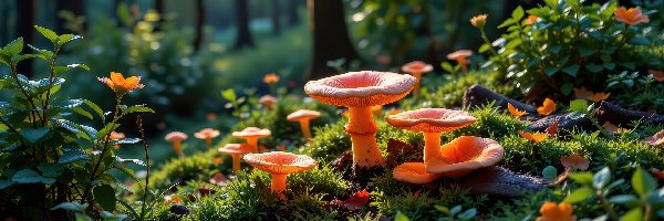 Grzyby, Grafika AI, Ściółka, Pomarańczowe