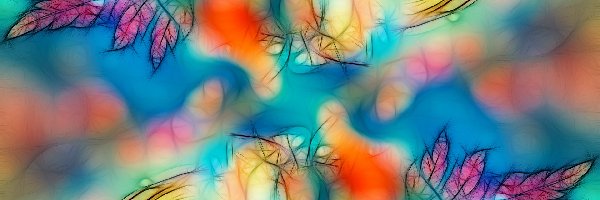 Liście, Tło, Kolorowe, Fractalius