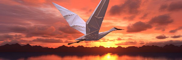 Zachód słońca, Ptak, Origami