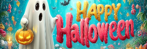 Duch, Napis, Dynia, Grafika AI, Halloween