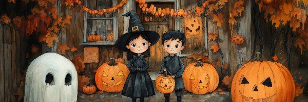 AI, Dynie, Duszek, Dzieci, Halloween, Dekoracje, Dom