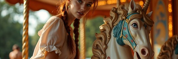 Karuzela, AI, Jednorożec, Kobieta