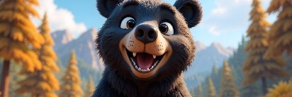 Uśmiechnięty, AI, Drzewa, Niedźwiedź