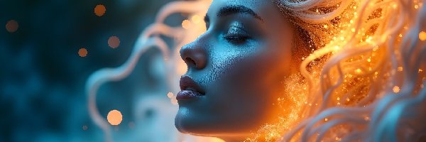 Zamknięte, Blondynka, Oczy, Kobieta