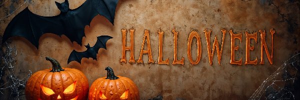 Dynie, Ściana, Nietoperze, Grafika AI, Halloween