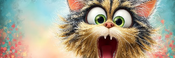 Grafika AI, Kot, Zdziwiony