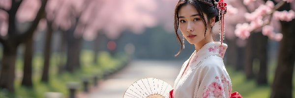 Wachlarz, Kobieta, Azjatka