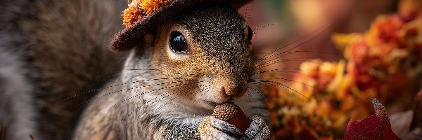 Grafika AI, Kapelusz, Wiewiórka