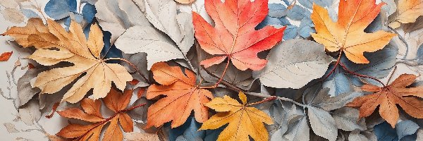 Grafika, Kolorowe, Liście