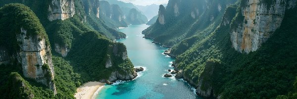 Wąwóz, Góry, Skały, AI, Rzeka