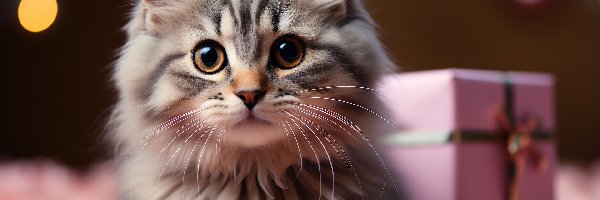 Puszysty, Prezent, Kot, Mały