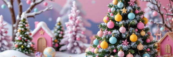 Choinka, Grafika AI, Boże Narodzenie, Kolorowa