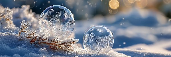 Bańki, Zmrożone, Mydlane, Grafika AI, Śnieg