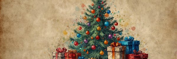 Choinka, Grafika AI, Prezenty, Boże Narodzenie