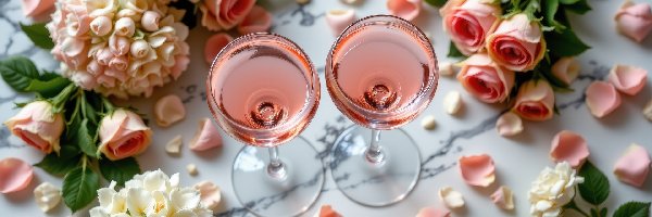 Hortensje, Kwiaty, Róże, AI, Kieliszki, Wino