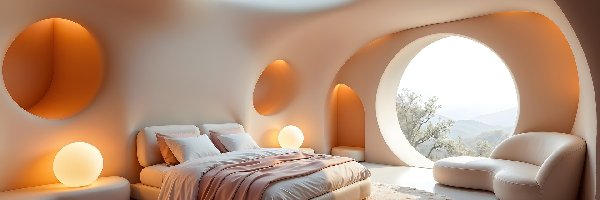 Łóżko, Okna, Okrągłe, Sypialnia