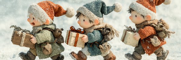 Chłopcy, Grafika, Prezent, Trzej