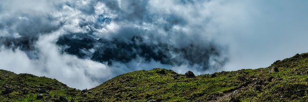 Kamienie, Niebo, Chmury, Wzgórze