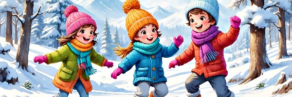 Zabawa, Zima, Dzieci