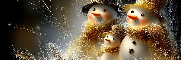 Kapelusze, Grafika AI, Szaliki, Bałwany