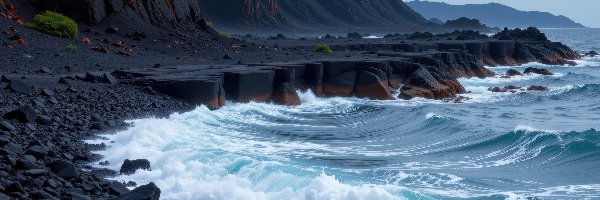 Ciemne, Góry, Skały, Morze