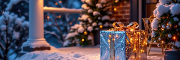 Zima, Grafika AI, Boże Narodzenie, Prezent