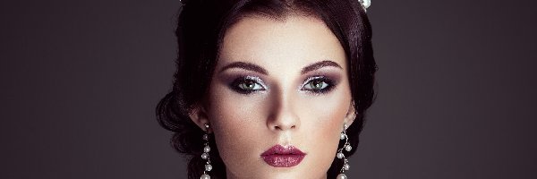 Makijaż, Perły, Kolczyki, Dziewczyna