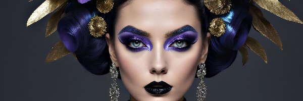 Twarz, Makijaż, Fioletowy, Kobieta