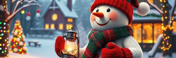 Czapka, Lampion, Szalik, Bałwanek