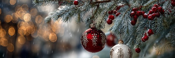 Świerk, Grafika AI, Bombki, Boże Narodzenie