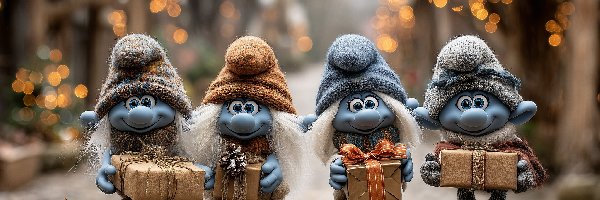 Smerfy, Grafika AI, Prezenty, Cztery