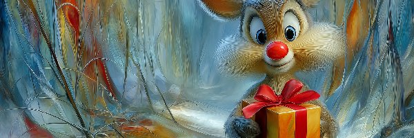 Czerwony, Grafika AI, Nos, Renifer