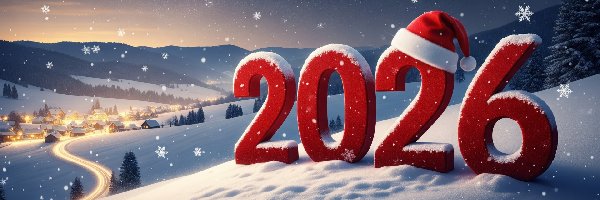 AI, Zima, Wzgórza, 2026, Nowy Rok, Mikołaja, Czapka