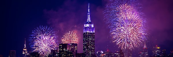 Miasto, Fajerwerki, Noc, Grafika AI, Sylwester