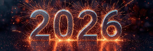 2026, Grafika, Fajerwerki, Nowy Rok