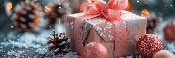 Prezent, Bombki, Kokarda, Świąteczne, Szyszki