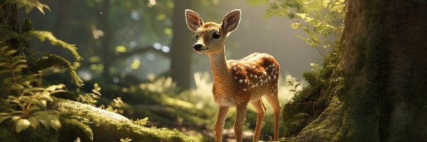 Sarna, Sarenka, Mała, Przebijające światło, Las