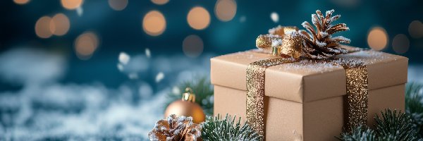 Gałązki, Szyszki, Bombki, Świąteczne, Kokarda, Prezent