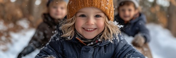 Uśmiechnięta, Śnieg, Dziewczynka, Dzieci