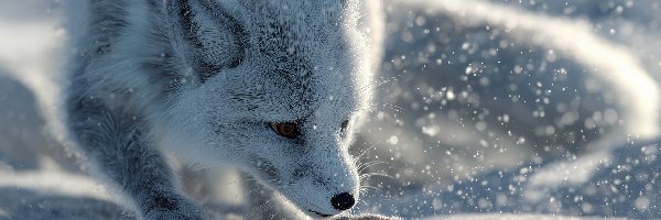 Lis polarny, Śnieg, Mysz, Grafika AI, Zima