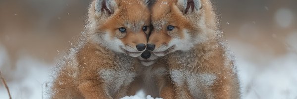 Lisy, Śnieg, Liski, Młode