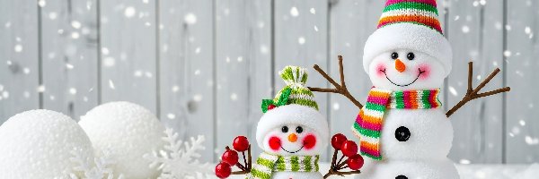 Szaliki, Kolorowe, Czapki, Grafika AI, Bałwanki, Dwa