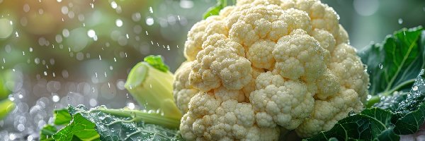 Kalafior, Warzywo, Liście, Grafika AI, Deszcz