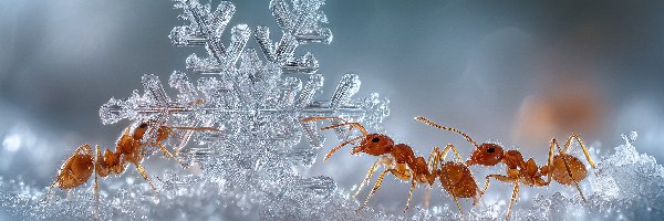 Śnieżynka, Śnieg, Mrówki, AI, Grafika
